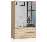 Armoire AKORD S90 avec miroir Chêne Sonoma 90 cm 2 portes 2 tiroirs façade Chêne Sonoma 4 étagères 90x51x180 cm