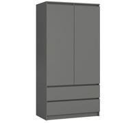 Armoire AKORD S90 Gris Graphite 90 cm 2 portes 2 tiroirs façade Gris Graphite 4 étagères 90x51x180 cm
