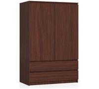 Armoire AKORD S90 Wengé 90 cm 2 portes 2 tiroirs façade Wengé 4 étagères 90x51x180 cm