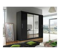 Armoire - Armoire Atlanta 123 84178 - Mobilier1.fr - Noir - Black - Glissement, 180x215x58cm