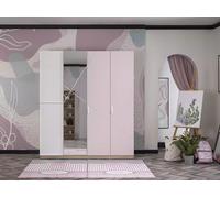 Armoire Armoire chambre enfant bois rose miroir 4 portes Moden