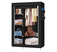 Armoire Armoire pliante en tissu Penderie pliante avec tringle à vêtements 105*45*170cm Noir