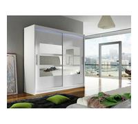 Armoire Atlanta 101 - Mobilier1.fr - Blanc - Glissement - LED, 180x215x58cm