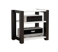 Armoire AV Moderne Support de Stockage Composants Stéréo Divertissement, Meuble HiFi en Bois et Acier Support, Meuble Audio Visuel Armoire de Rangement(White,60 * 60cm/23.6 * 23.6in)