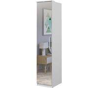 Armoire avec 1 porte et miroir pour le dressing, collection MODULO, en blanc avec LED incluses.