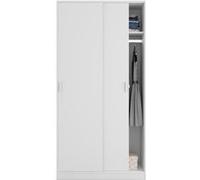 PEGANE Armoire avec 2 Portes Coulissantes Coloris Blanc - Dim : L 100 cm x H 200 x P 50 cm