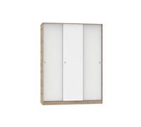 Armoire avec 3 portes coulissantes coloris Cambrian/Blanc - Hauteur 200 x Longueur 150 x Profondeur 55 cm