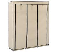 Armoire avec Compartiments et Barres Garde-robe Stockage Vêtements Meuble de Rangement Chambre à Coucher Chaussures Crème Tissu