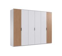 Armoire avec corniche, placard coloris blanc, rechampis, imitation chêne Artisan - Longueur 270 x Hauteur 210 x Profondeur 58 cm - -