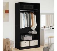 vidaXL – Armoire moderne en bois d'ingénierie – 100×50×200 cm, Chêne noir, 4 étagères