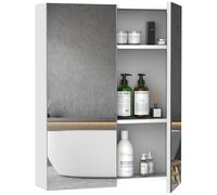 Armoire Avec Miroir En Bois Rangement Salle De Bain Fermeture Porte Tampon Mdf Blanc Blanc