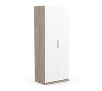 Armoire Avec Penderie 2 Portes 1 Niche Moderne - Coloris Chêne Kronberg & Blanc Mat - 79,4 x 51,1 x 203 cm