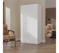 Armoire avec porte battante 90 cm Jan Armoire à deux portes sans poignées Armoire spacieuse avec tringle à vêtements, couleur : blanc