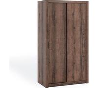 Armoire avec portes coulissantes et barre à vêtements Armoire Bono avec étagères spacieuses, largeur : 120 cm, couleur : chêne monastère, sans miroir.