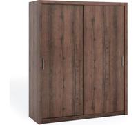 Armoire avec portes coulissantes et barre à vêtements Armoire Bono avec étagères spacieuses, largeur : 180 cm, couleur : chêne monastère, sans miroir.