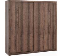 Armoire avec portes coulissantes et barre à vêtements Armoire Bono avec étagères spacieuses, largeur : 220 cm, couleur : chêne monastère, sans miroir.
