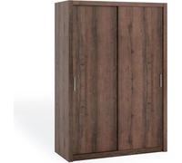 Armoire avec portes coulissantes et barre à vêtements Armoire Bono avec étagères spacieuses, largeur : 150 cm, couleur : chêne monastère, sans miroir.