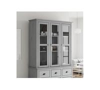 Armoire avec portes vitrées BODO gris bois de pin massif 355079