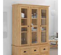 Armoire avec Portes Vitrées Buffet Rangement Gris Bois de Pin Massif vidaXL