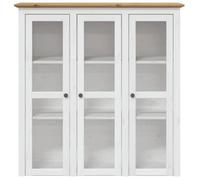 Armoire avec portes vitrées - vidaXL - BODO - Blanc marron - Pin massif - 115,5x38,5x118 cm - 3 portes vitrées