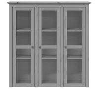 Armoire avec portes vitrées - vidaXL - BODO - Gris - Bois de pin massif - 115.5x38.5x118 cm - 3 portes vitrées