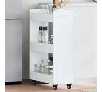 Armoire avec roues blanc 60x22x79 cm bois d ingénierie Blanc G