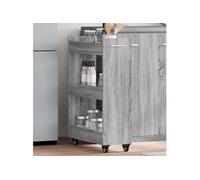 vidaXL Armoire latérale avec roues Sonoma gris 60x22x79 cm Bois d'ingénierie