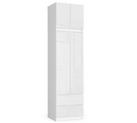 Armoire avec surmeuble AKORD STAR Blanche 60 cm 2 portes 2 tiroirs façade Blanche Brillante 3 étagères 60x51x234 cm