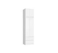 Armoire avec surmeuble S60 Blanche 60 cm 2 portes 2 tiroirs façade Blanche 3 étagères 60x51x234 cm