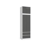 AKORD Armoire 4 Portes | Armoir Chambre 2 Tiroirs avec Etagères et Une Tringle | Armoire sans Penderie Chambre | Dressing Rangement Placard | Qualité supérieure | 234 cm de Hauteur