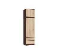 Armoire avec surmeuble STAR Wengé 60 cm 2 portes 2 tiroirs façade Chêne Sonoma 3 étagères 60x51x234 cm