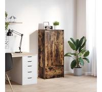 vidaXL Armoire de rangement chêne fumé 55,5x34x119,5 cm en bois ingénierie avec tiroir
