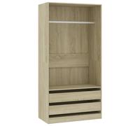 Armoire Avec Tiroirs & Rail Pour Vêtements Chêne Sonoma 100x50x200 Cm Bois Composé Marron