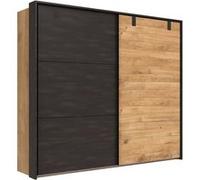 Armoire avec un cadre 2 portes coulissantes en chene poutre rechampis raw steel - L200 x H218 x P65 cm --