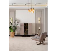 Armoire bar groupe vitrine fauteuil bois beige armoire salon 2pcs