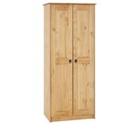 Armoire BARRIO en pin massif style mexicain, penderie pour vêtements avec 2 portes, finition teintée/cirée