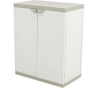 PEGANE Armoire Basse 2 Portes intérieur/extérieur Coloris Beige - Longueur 70 x Profondeur 44 x Hauteur 88 cm