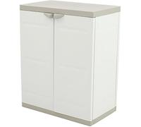 Armoire basse 2 portes intérieur-extérieur coloris beige - Longueur 70 x Profondeur 44 x Hauteur 88 cm