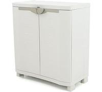 PEGANE Armoire Basse 2 Portes intérieur/extérieur Coloris Beige - Longueur 90 x Profondeur 45 x Hauteur 100 cm