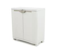 Armoire basse 2 portes intérieur-extérieur coloris beige - Longueur 90 x Profondeur 45 x Hauteur 100 cm