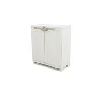 Armoire Pegane Armoire basse 2 portes interieur/exterieur coloris beige - Longueur 90 x Profondeur 45 x Hauteur 100 cm --