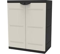 Armoire basse 2 portes intérieur-extérieur coloris noir-taupe - Longueur 70 x Profondeur 44 x Hauteur 88 cm