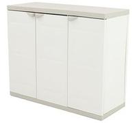 PEGANE Armoire Basse 3 Portes intérieur/extérieur Coloris Beige - Longueur 105 x Profondeur 44 x Hauteur 88 cm