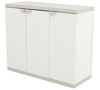 Armoire basse 3 portes intérieur-extérieur coloris beige - Longueur 105 x Profondeur 44 x Hauteur 88 cm
