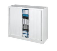 Armoire basse à rideaux monobloc 100 x 120 cm blanche