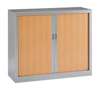 Armoire basse à rideaux monoblocs Generic 100 x 120 cm alu- hêtre