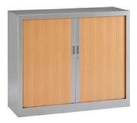 Armoire basse à rideaux monoblocs generic 100 x 120 cm alu- hêtre - hêtre - vinco G