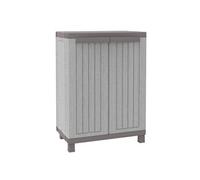 Armoire basse de jardin en résine 2 portes avec tablette terrasse extérieur