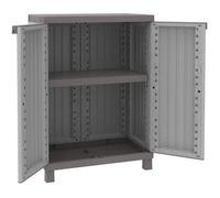 Armoire basse de jardin - TERRY - Résine - 2 portes - Avec tablette - Gris