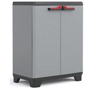 Armoire basse de Rangement Multifonctions Résine Étagères et Pieds 39 x 68 x 90 cm KETER